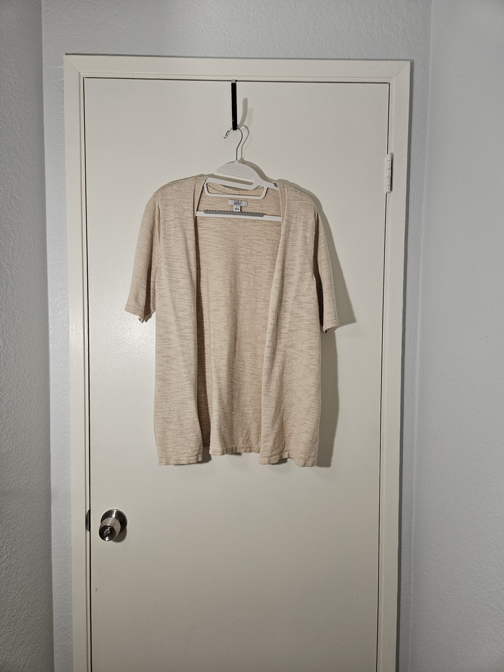 Light Beige Open-Front Women's Sweater Cardigan